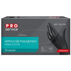 PRO SERVICE Рукавички нітрилові неопудрені, чорні 100 шт., S pr.17301704