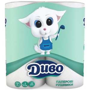 ДИВО рушники целюлозні 2-х шар , 2 рул (рп.дв2б)