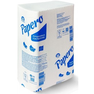Рушники паперові целюлозні Z-подібні.,200шт., 2-х шарові, білий "PAPERO" RN007