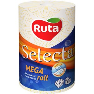 RUTA Рушник целюлозний Mega Roll "SELECTA", 1 рул., на гільзі, 3-х шар., білі rt.45643