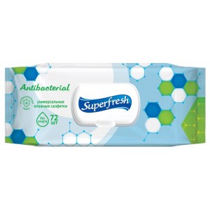 Серветки вологі  з клапаном, антибактеріальні, 72 шт "Superfresh" sr.30510