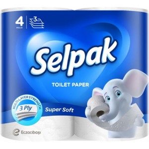 Папір туалетний 3-х шар., 4 рул., білий "Selpak" sp.04492