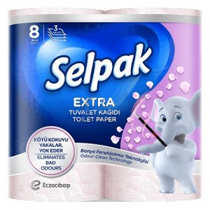 Папір туалетний 3-х шар., 8 рул., біло-рожевий Extra "Selpak" sp.50969