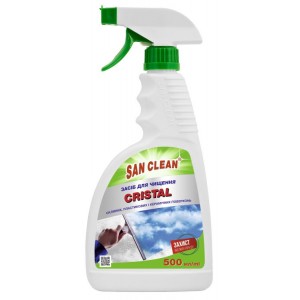 SAN CLEAN "Cristal" Засіб миючий для скляних, пластикових і керамічних поверхонь, 500 мл  (sk.540398)