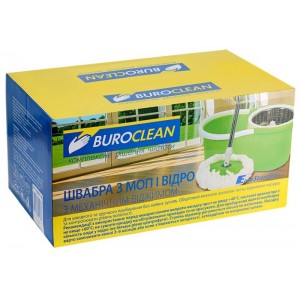 Комплект: швабра з моп і відро з механічним віджимом Spin Mop (2 змінні насадки) "BuroMax" 10300115